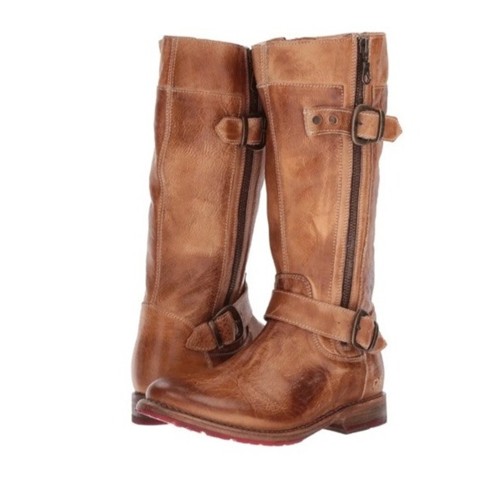 Bed Stu Gogo Lug Boots Women's Rustic Brown Leather Round Toe Moto Boot US Sz 7